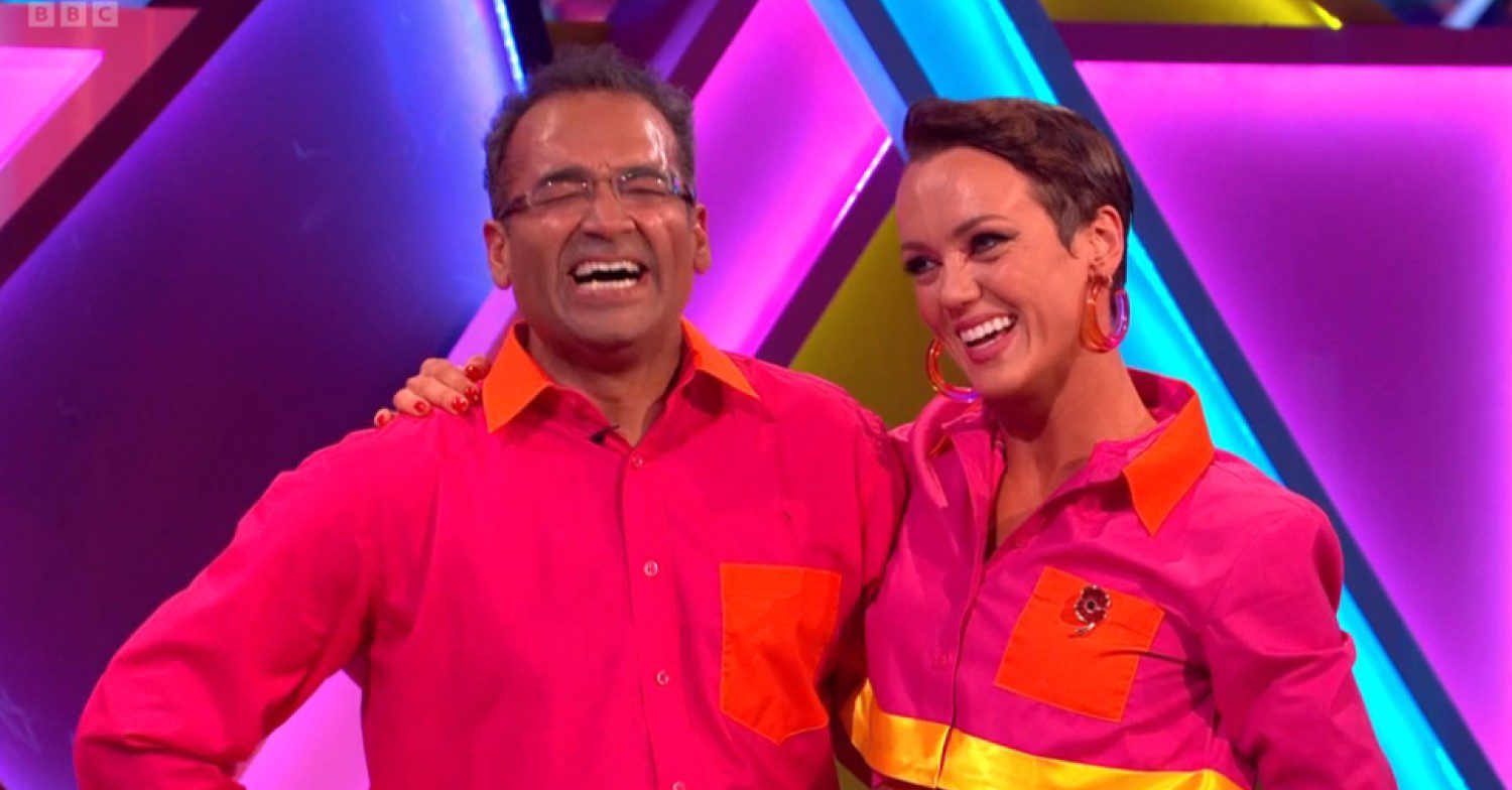 Krishnan laughing with partner Lauren on Strictly