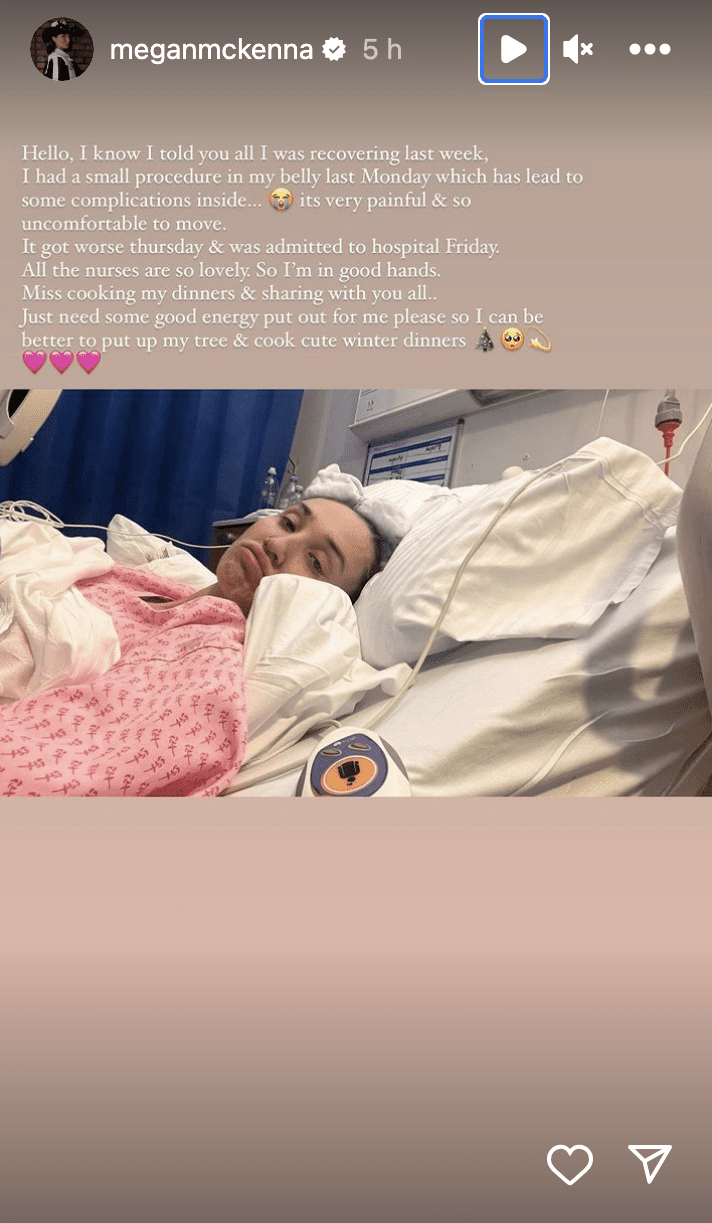 Megan McKenna in hospital