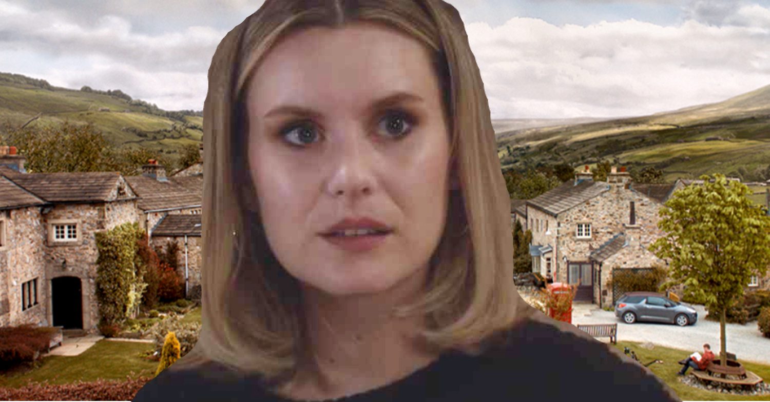 Emmerdale's Dawn with short hair, the background of the Dales