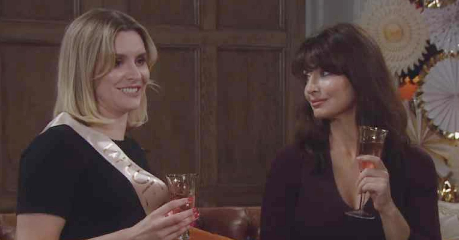 Emmerdale's Dawn and Leyla are having a drink at the baby shower