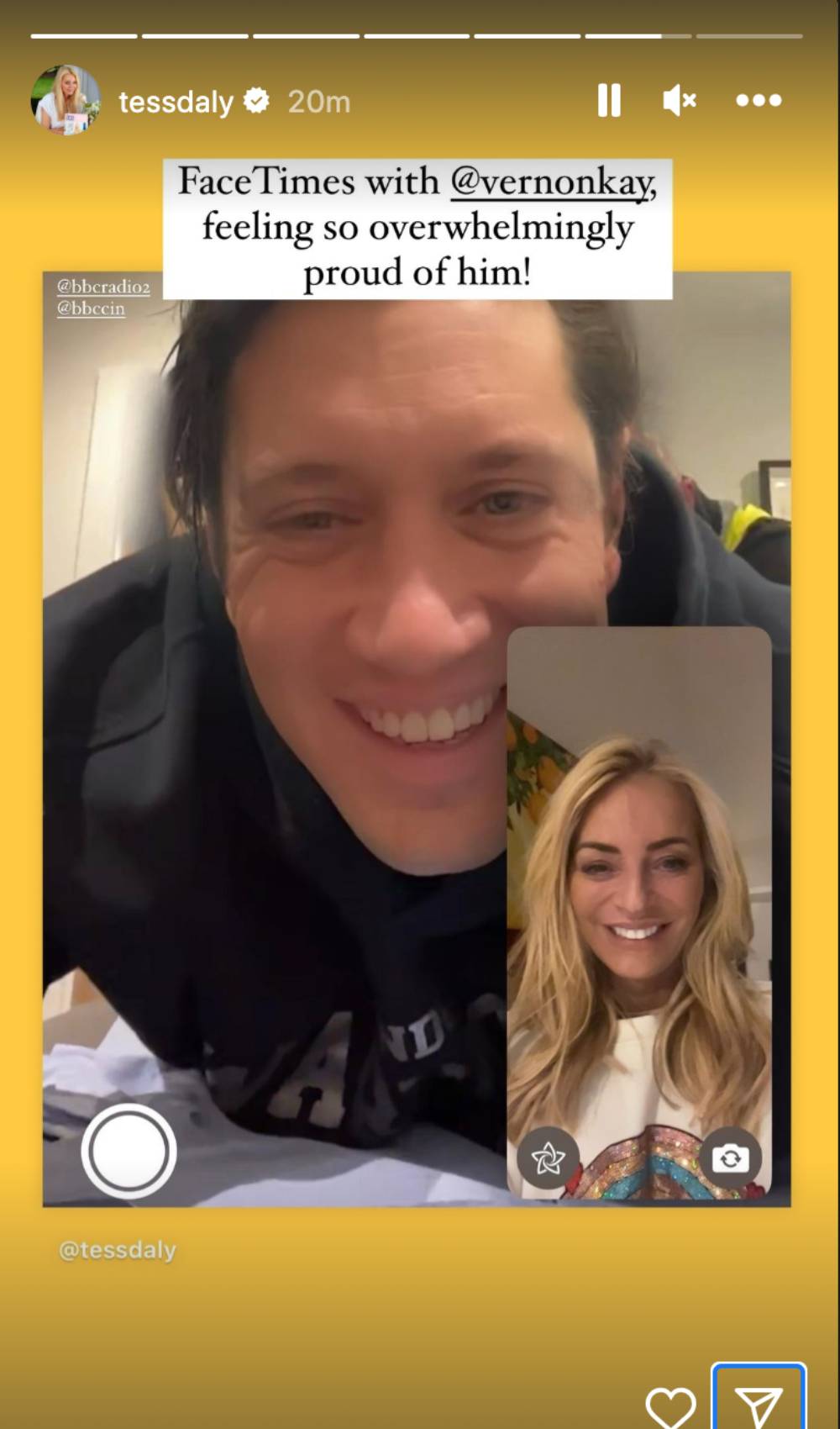 Vernon Kay FaceTimes wife Tess Daly