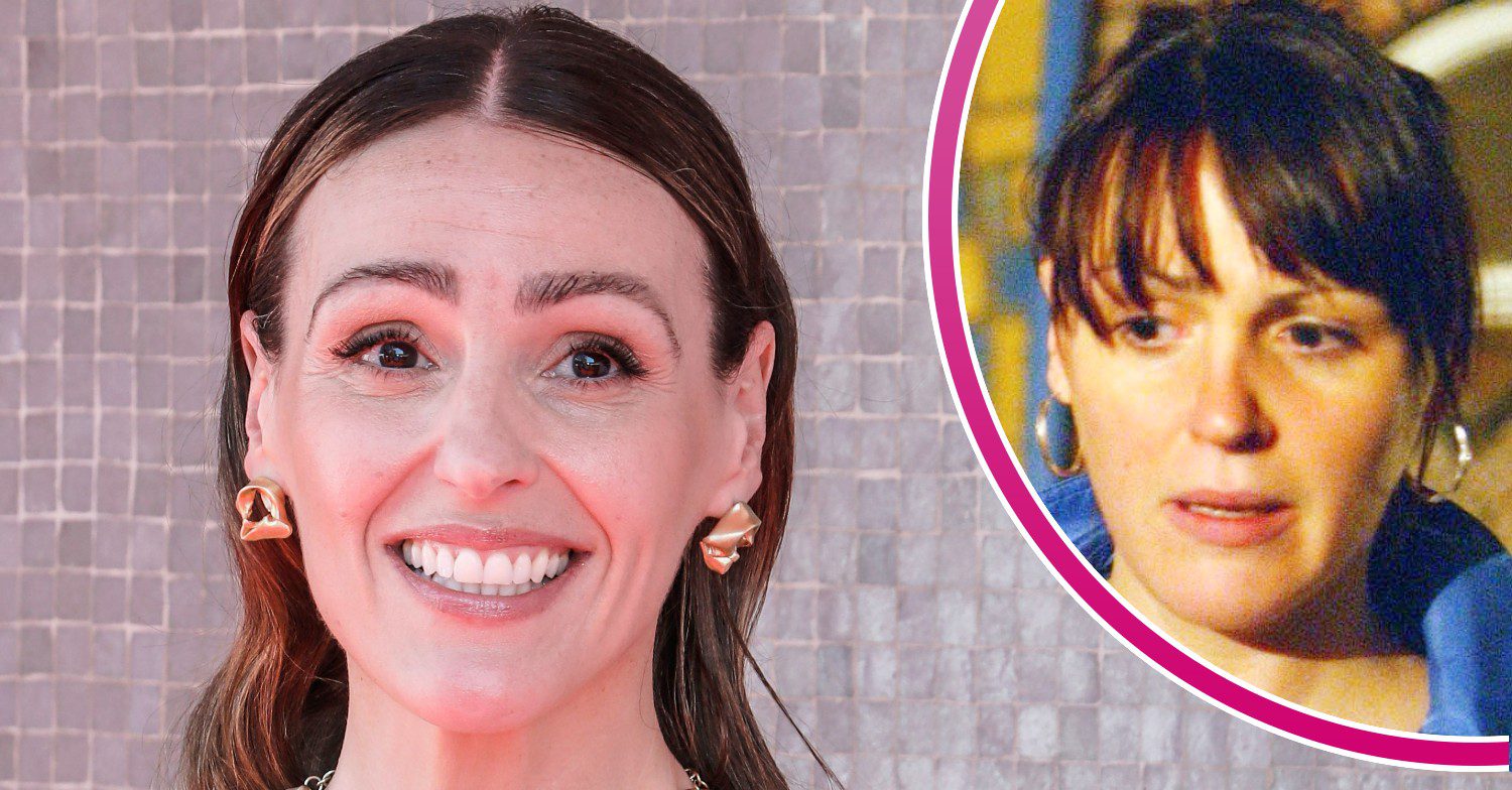 Suranne Jones smiles in comp image with her as Karen McDonald in Coronation Street