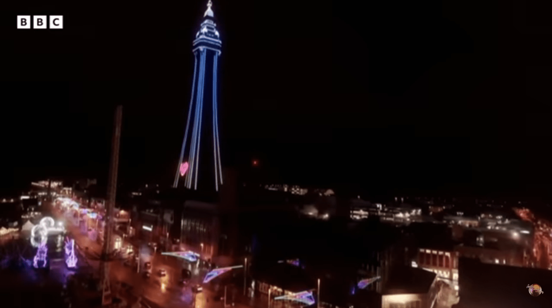 The Blackpool Tower illuminated at night on Strictly Come Dancing