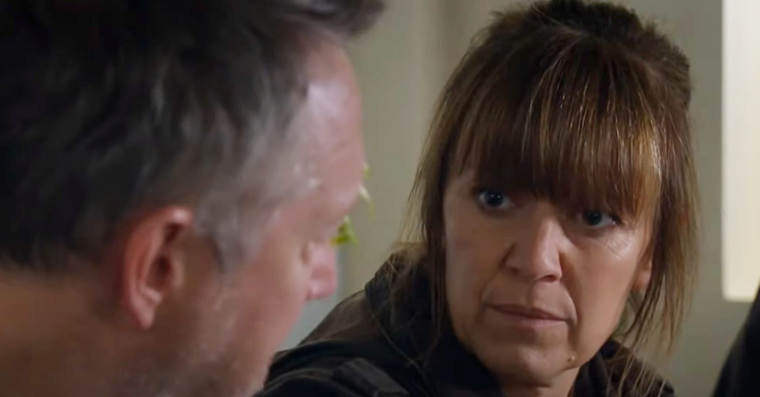 Emmerdale's Rhona is talking to Gus at the hospital