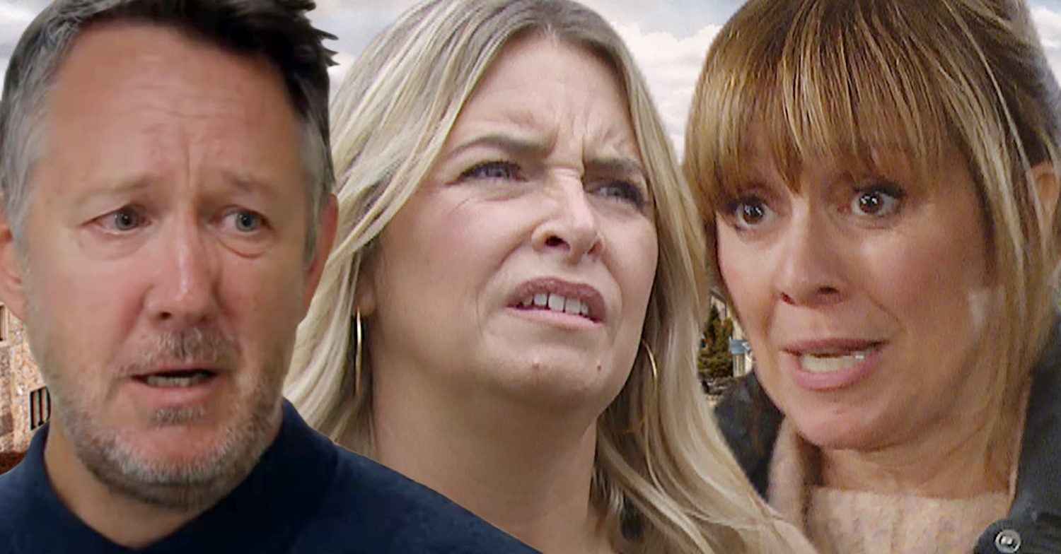 Emmerdale's Gus, Charity, Rhona, the background of the Dales