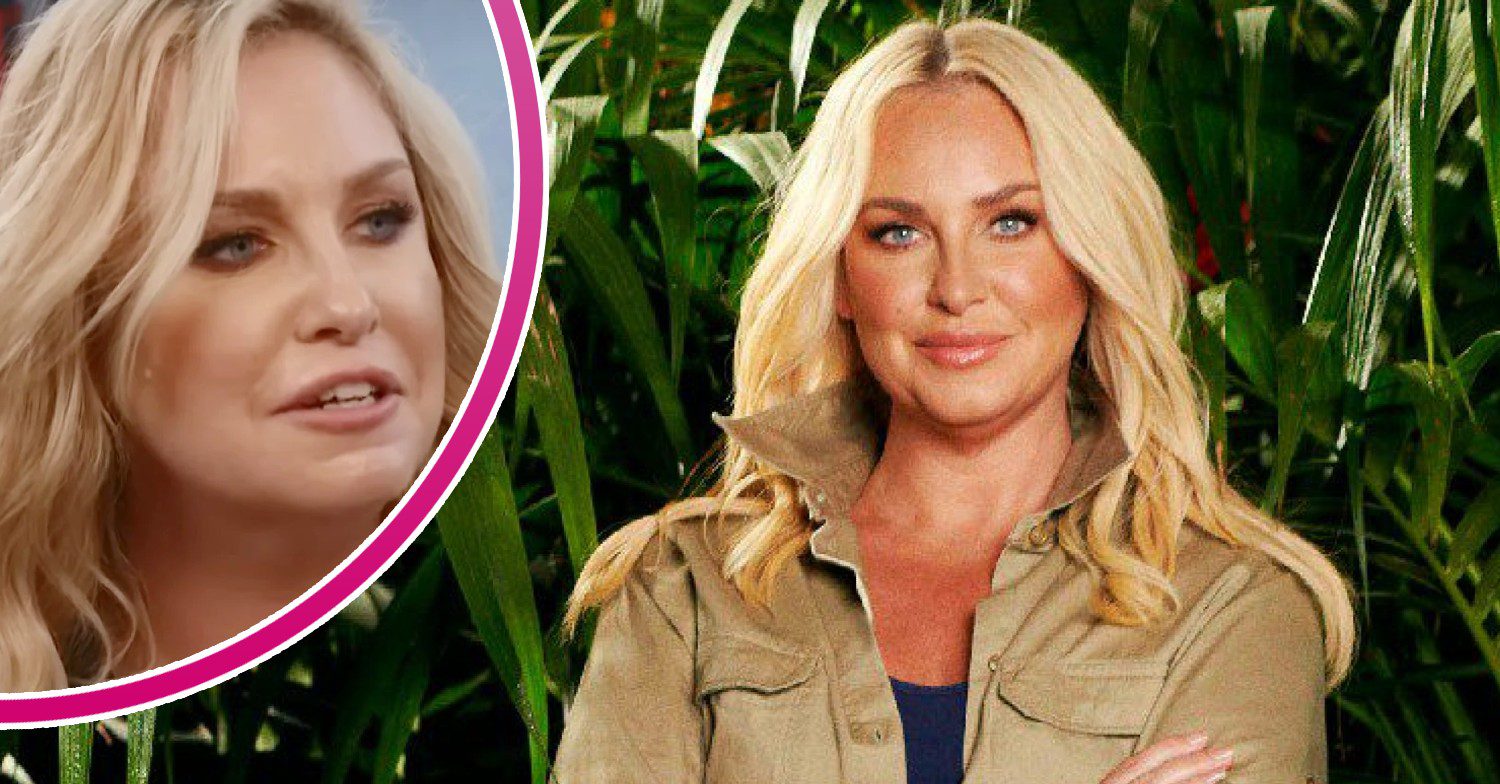 Josie Gibson in an I'm A Celebrity promo pic; inset, looking confrontational (Credit: ITV/YouTube/Composite: ED!)