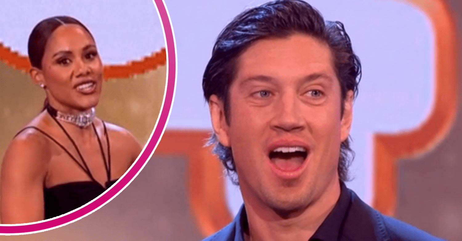 Vernon Kay looking shocked and Alex Scott inset