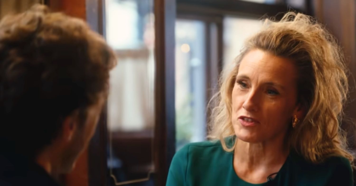 Grace Dent sits in a pub