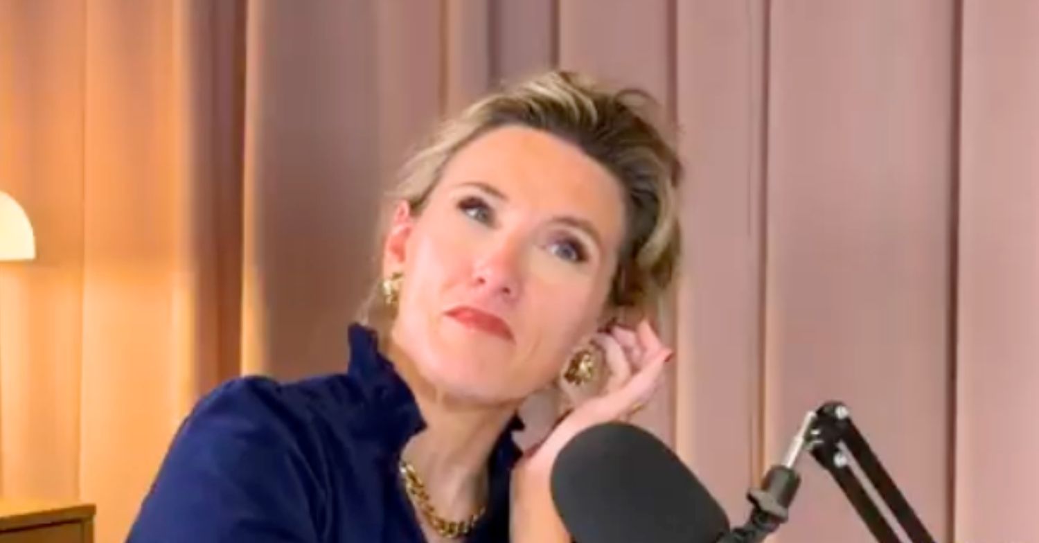 Grace Dent wears a blue shirt and smiles