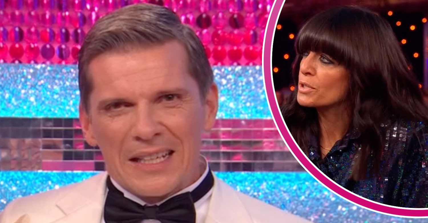 Strictly star Nigel Harman grimaces, Claudia Winkleman looks concerned