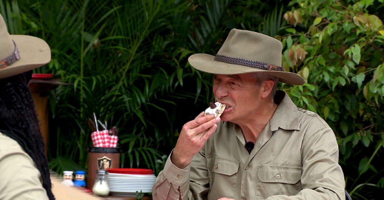 Nigel Farage during an eating challenge on I'm A Celebrity