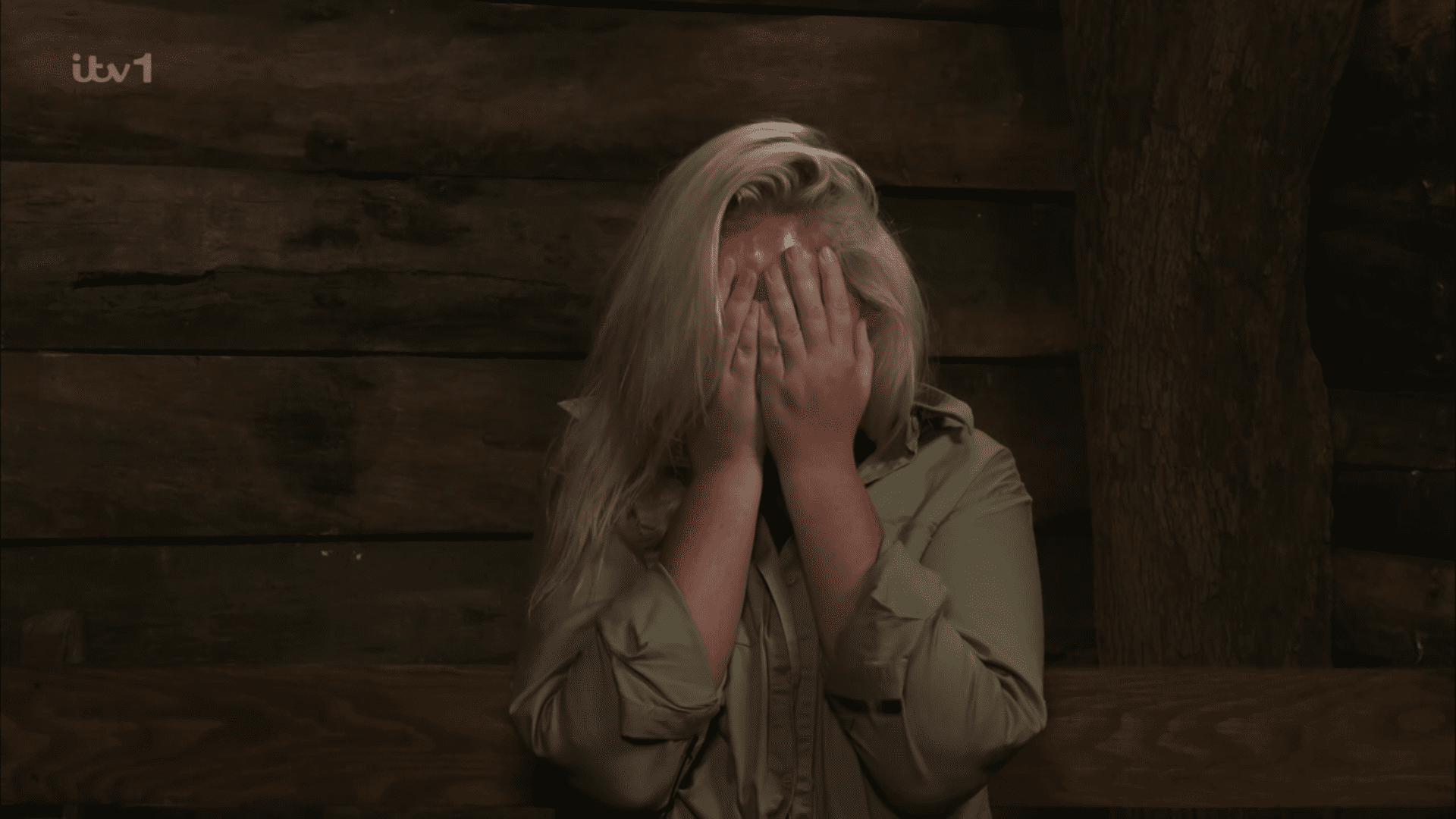 Josie Gibson covering her eyes on I'm a Celebrity