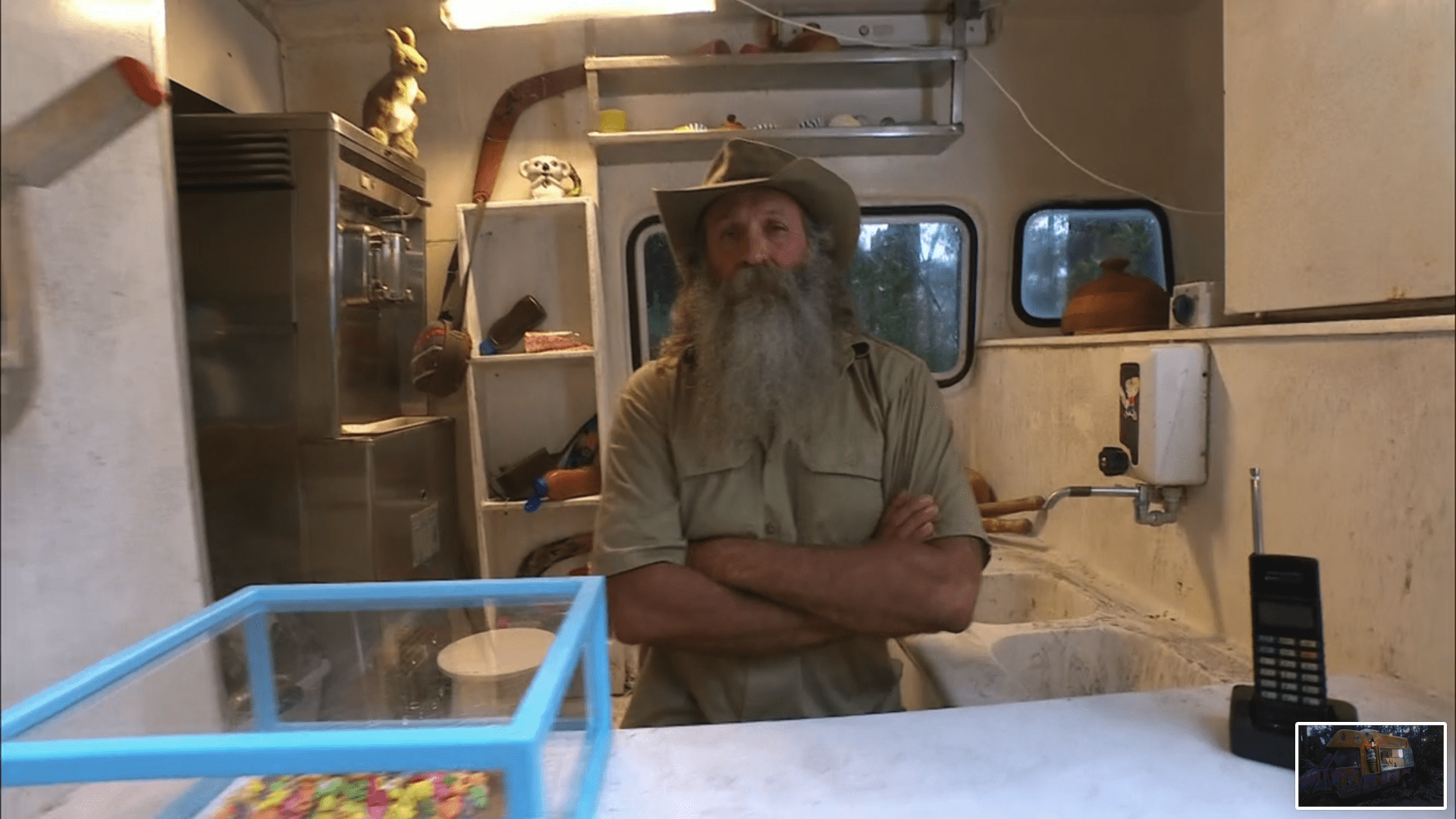 Kiosk Kev in his ice cream van on I'm A Celebrity