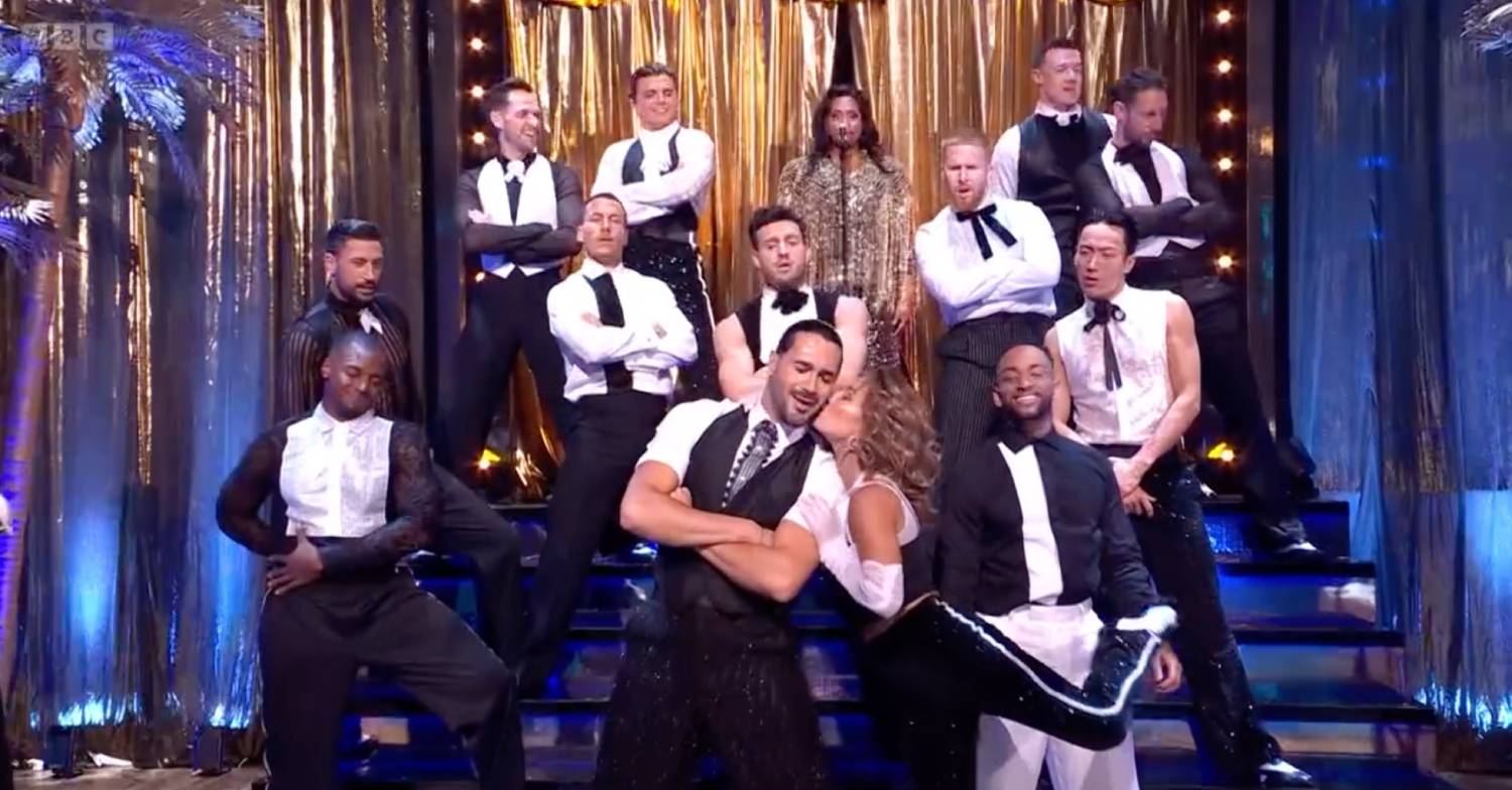 Male pros dancing during the Strictly Come Dancing Blackpool show