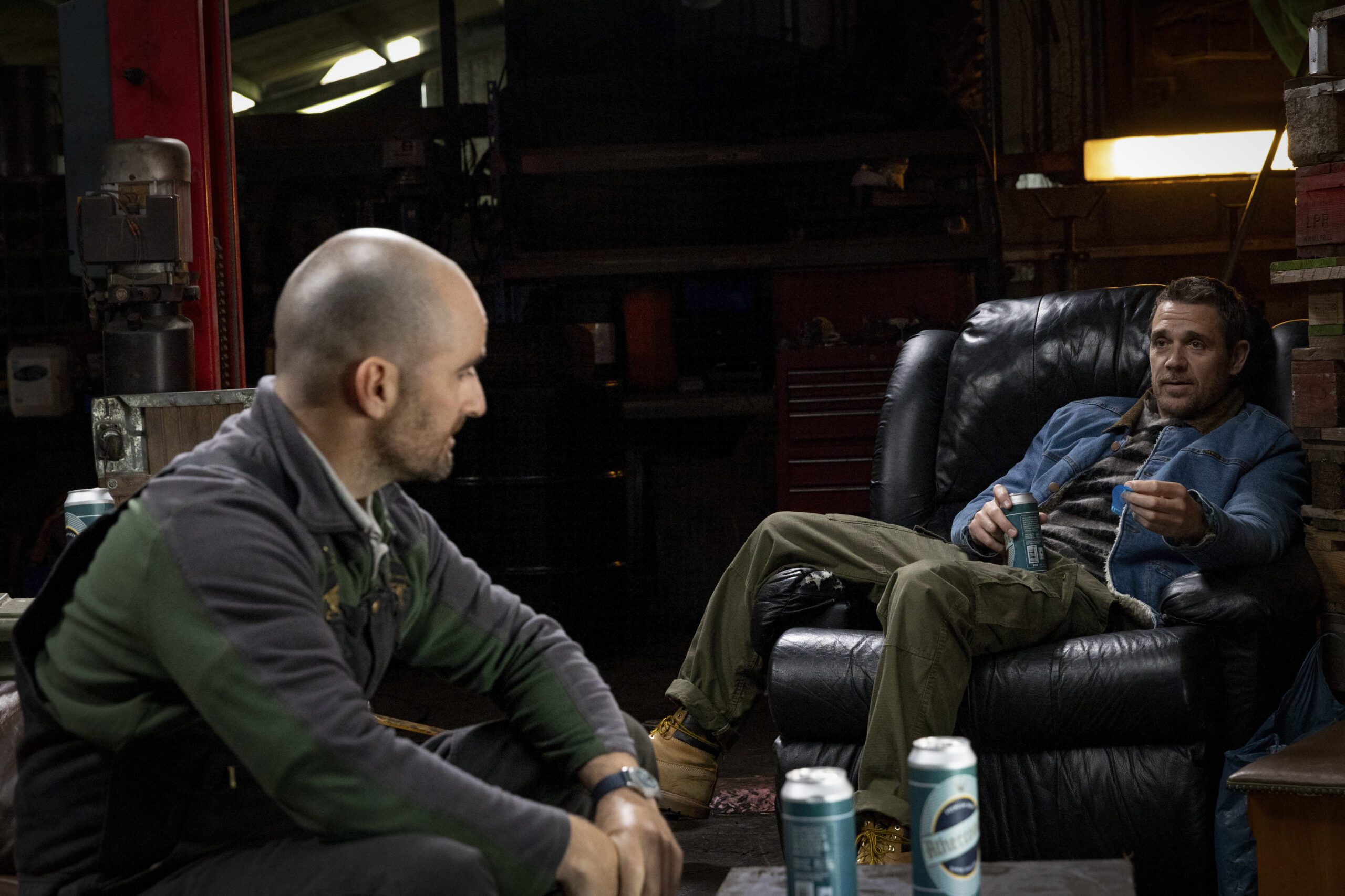 Russ Bain as Bobby Bain, and Jamie Sives as Cal Innes in Shetland