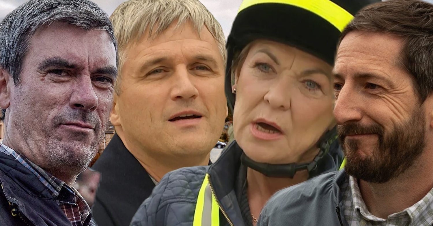 Emmerdale's Cain, Caleb, Kim, Craig, the background of the Dales