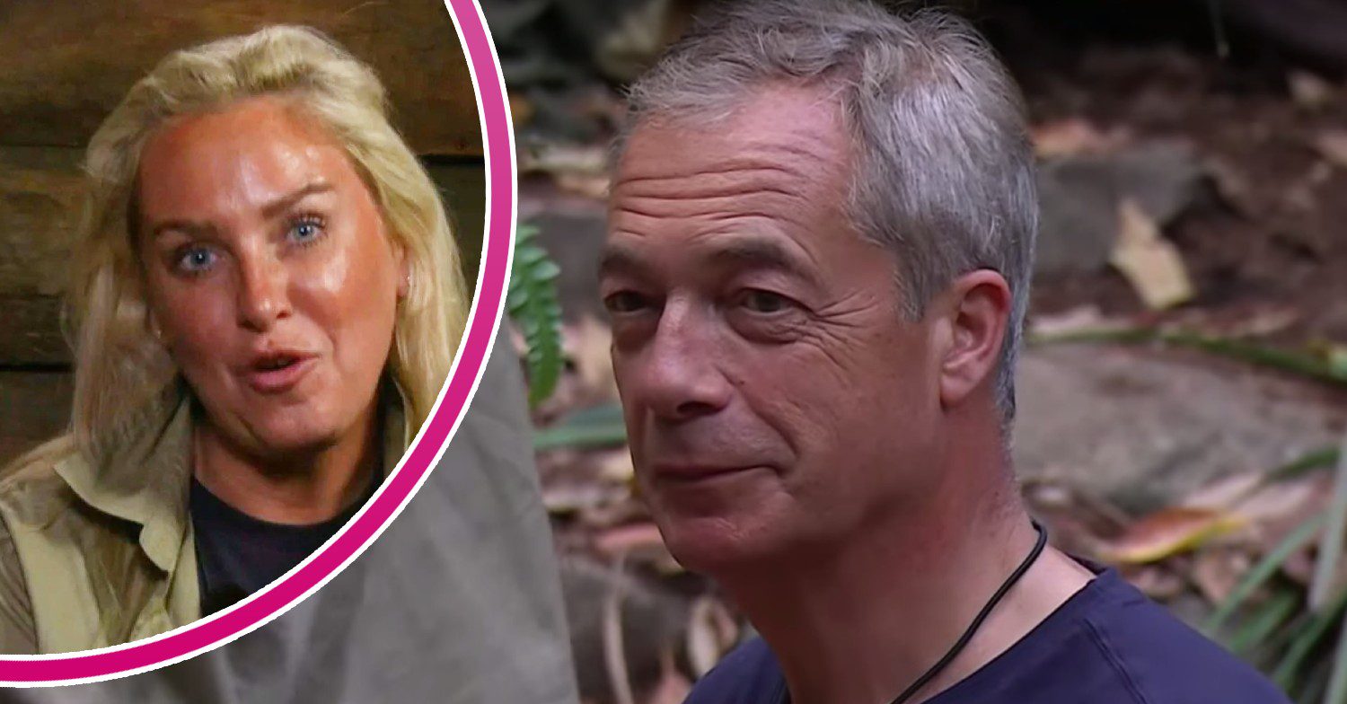 Josie Gibson speaks, Nigel Farage smiles