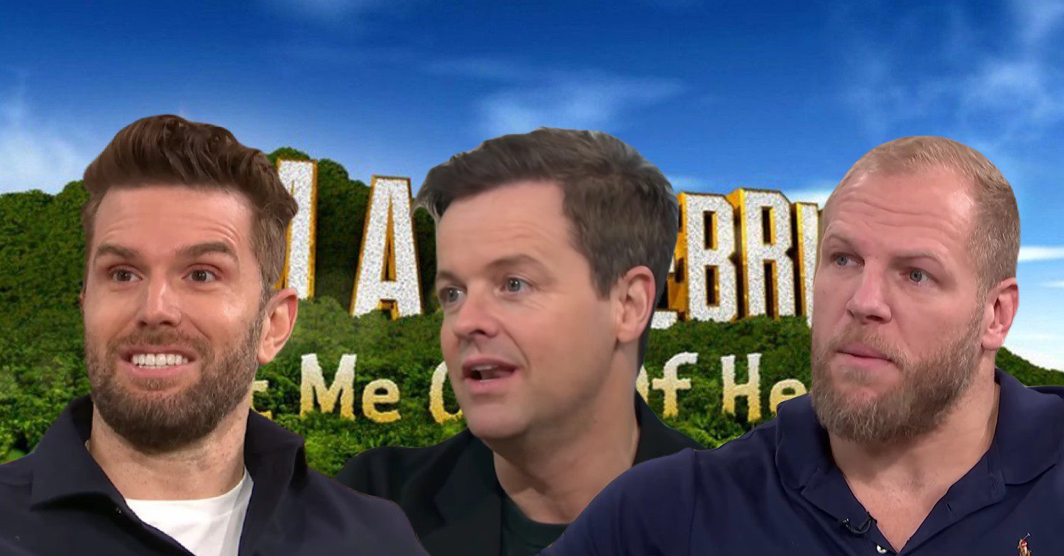 I'm A Celeb 2023 logo with Joel, Dec and James