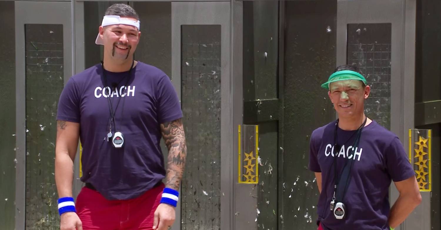 I'm A Celebrity star Tony Bellew stands next to Frankie Dettori