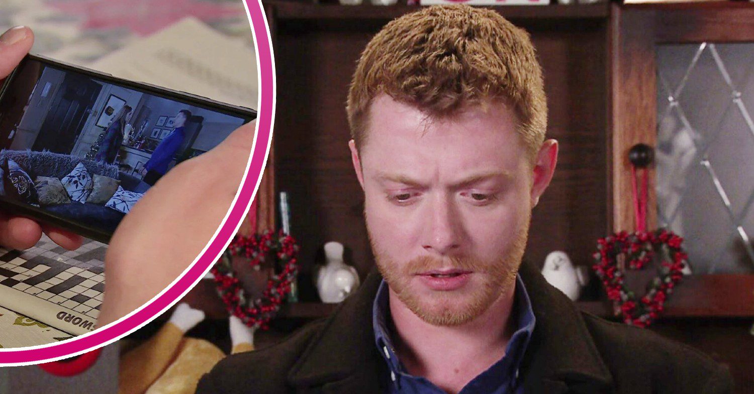 Daniel looks concerned; inset, a video of Daisy and Ryan (Credit: ITV/Composite: ED!)