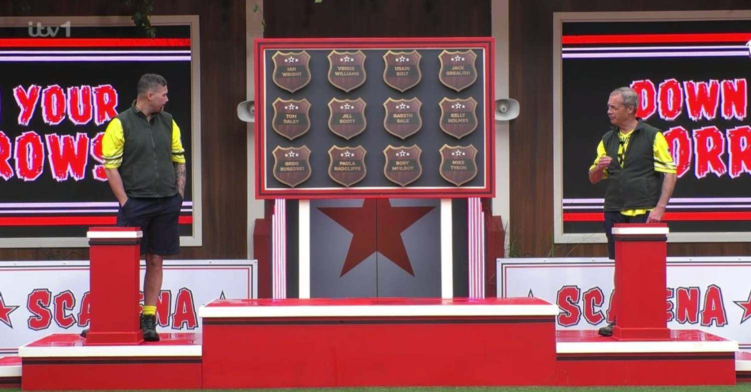 I'm A Celebrity stars Tony Bellew and Nigel Farage prepare to drink