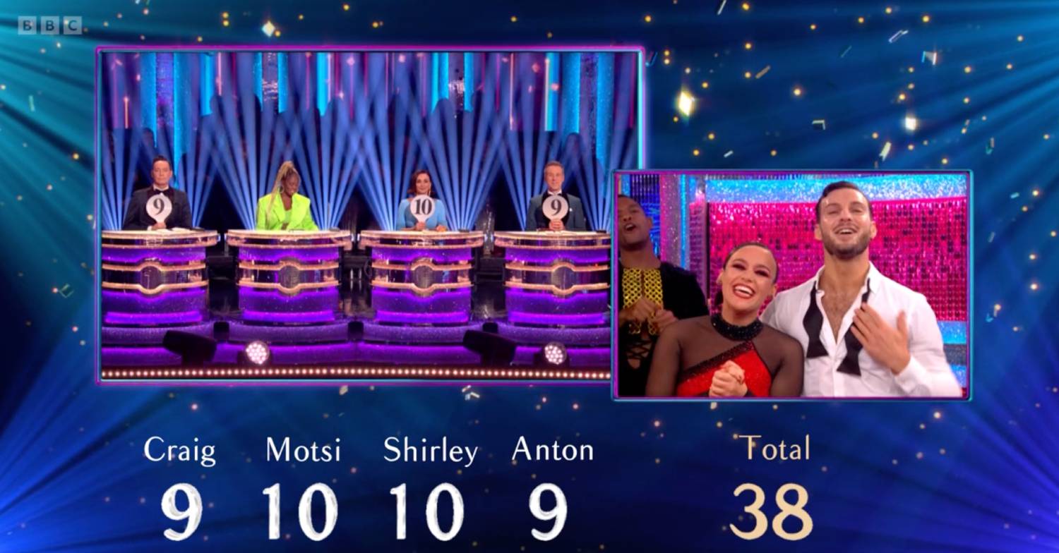 Ellie Leach and Vito Coppola receive scores from the Strictly judges