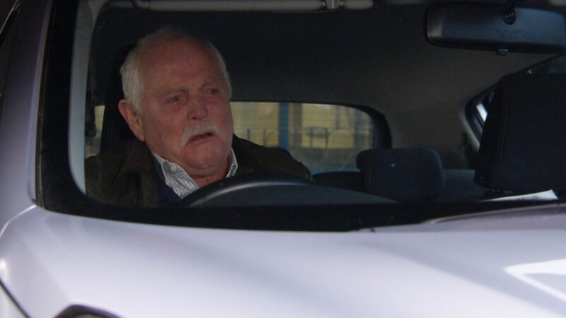 Pollard looking upset on Emmerdale