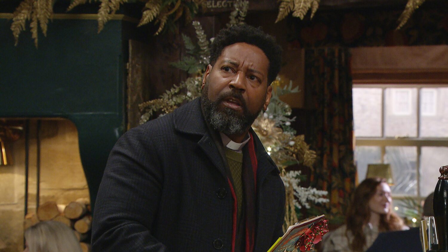 Charles looks shocked on Emmerdale