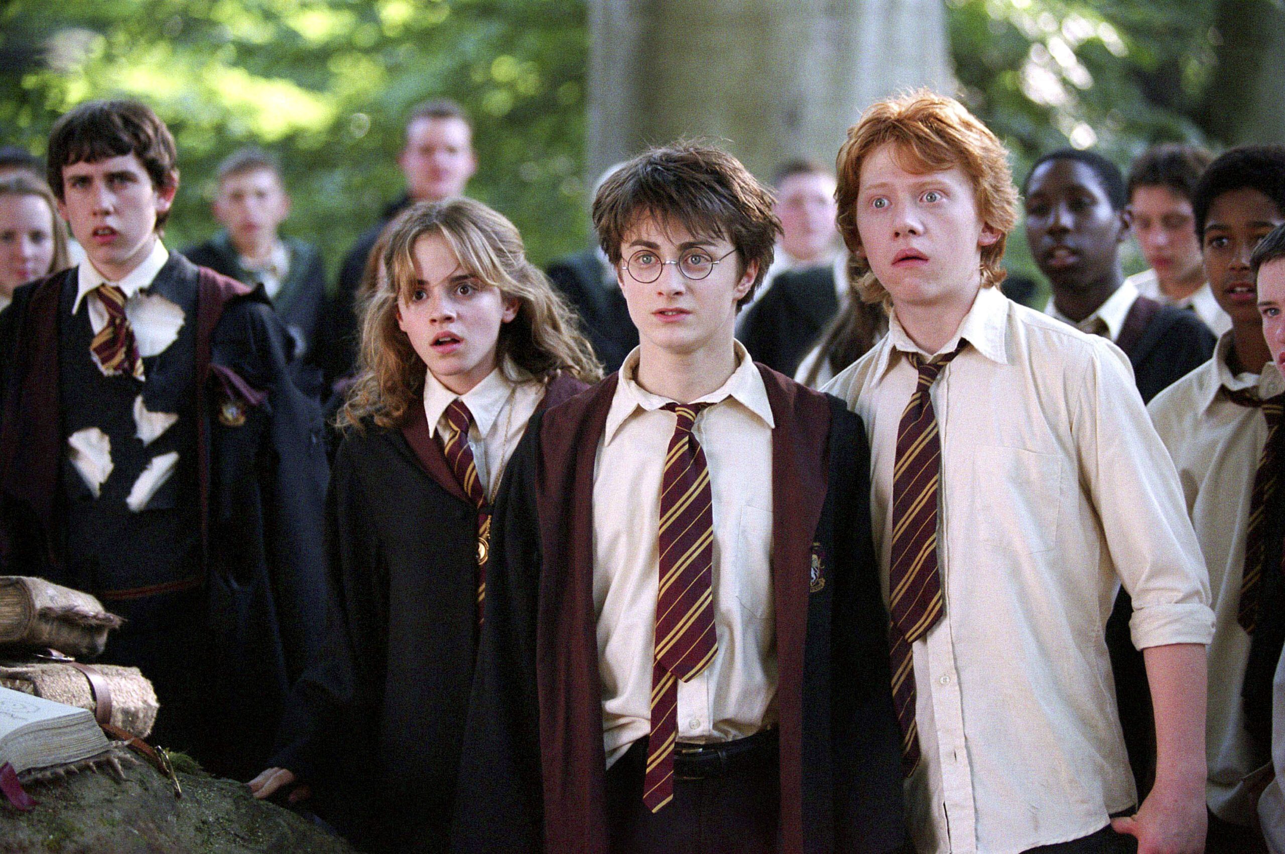 Alfred Enoch (right) alongside Daniel Radcliffe, Emma Watson and Rupert Grint in Harry Potter and the Prisoner of Azkaban