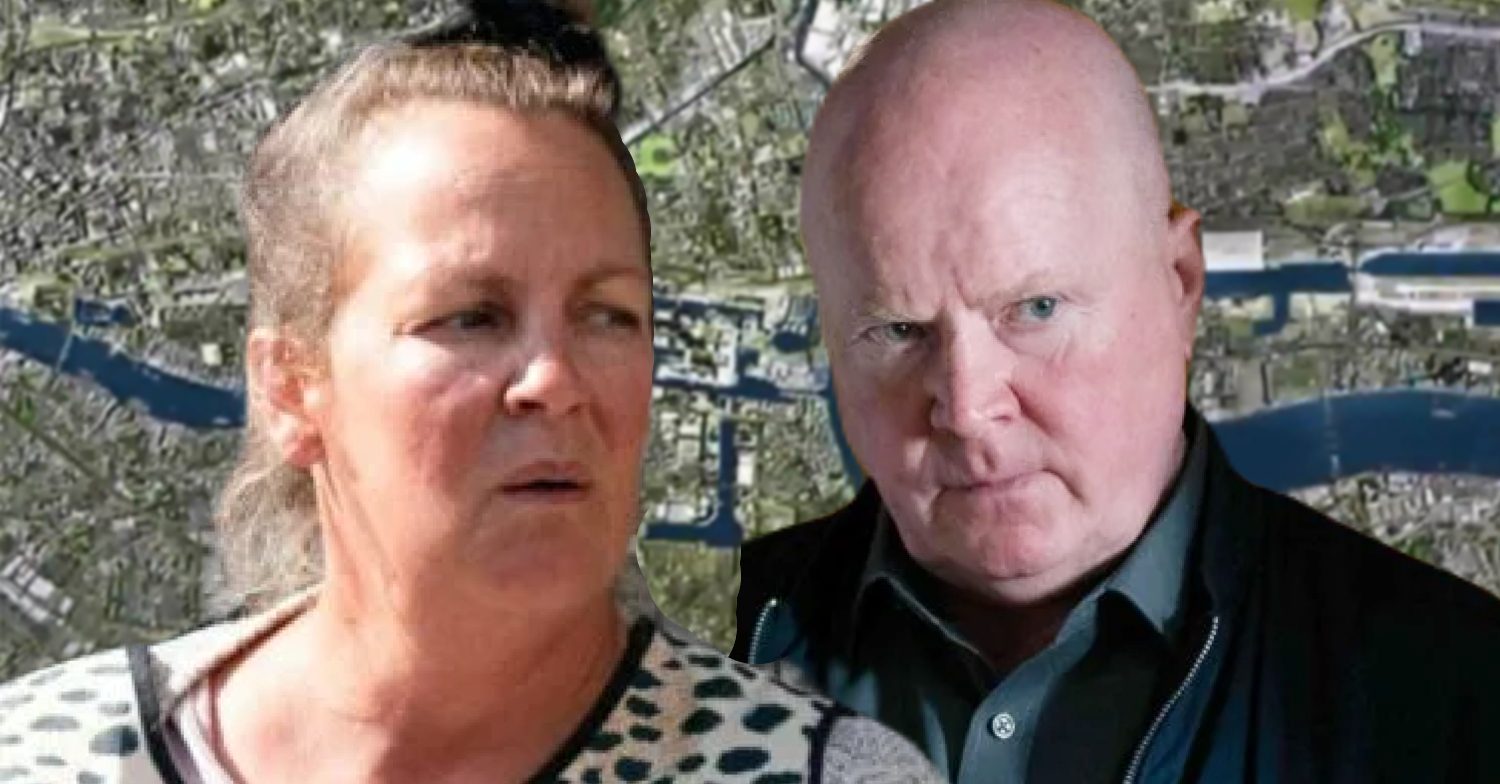 EastEnders' Karen, Phil, the background of the Thames