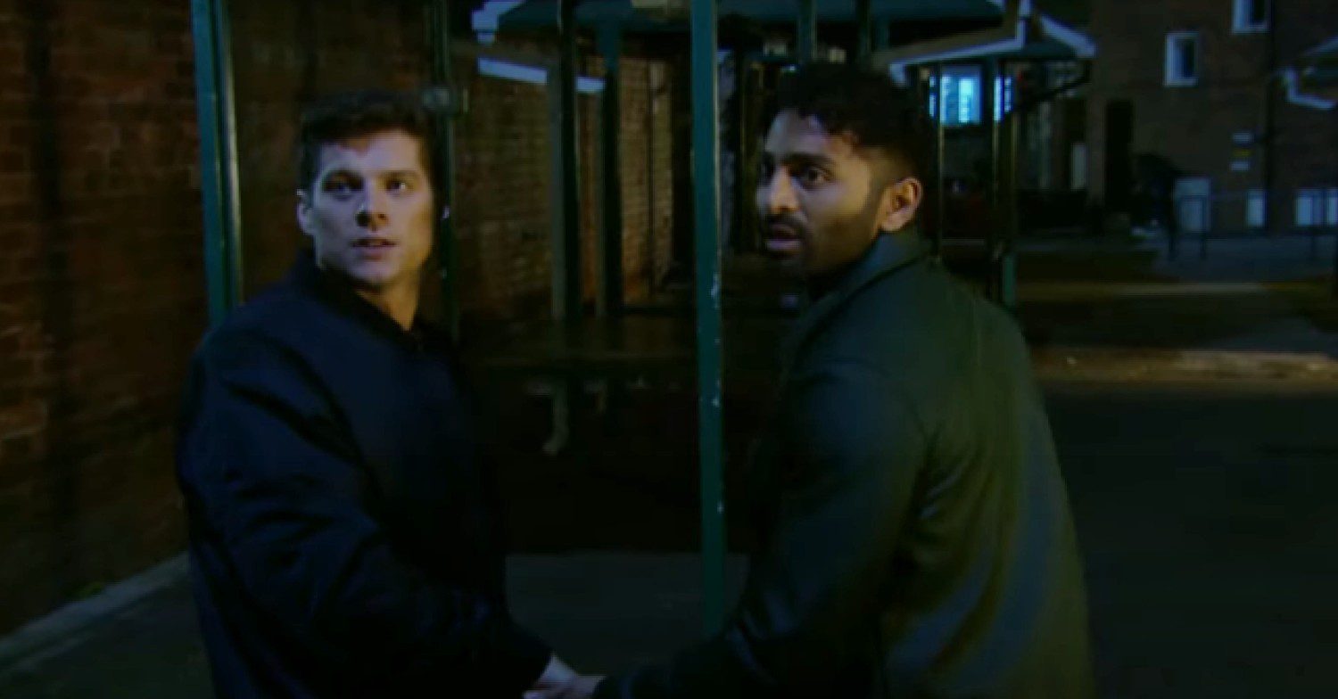 Nicky and Suni look shocked on Emmerdale