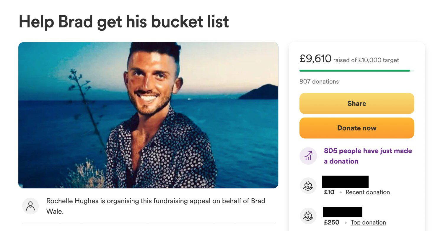 Deal Or No Deal star Brad's Go Fund Me page