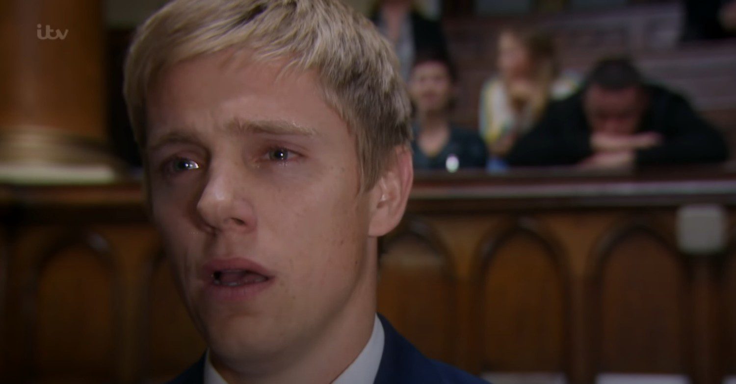 Robert crying on Emmerdale