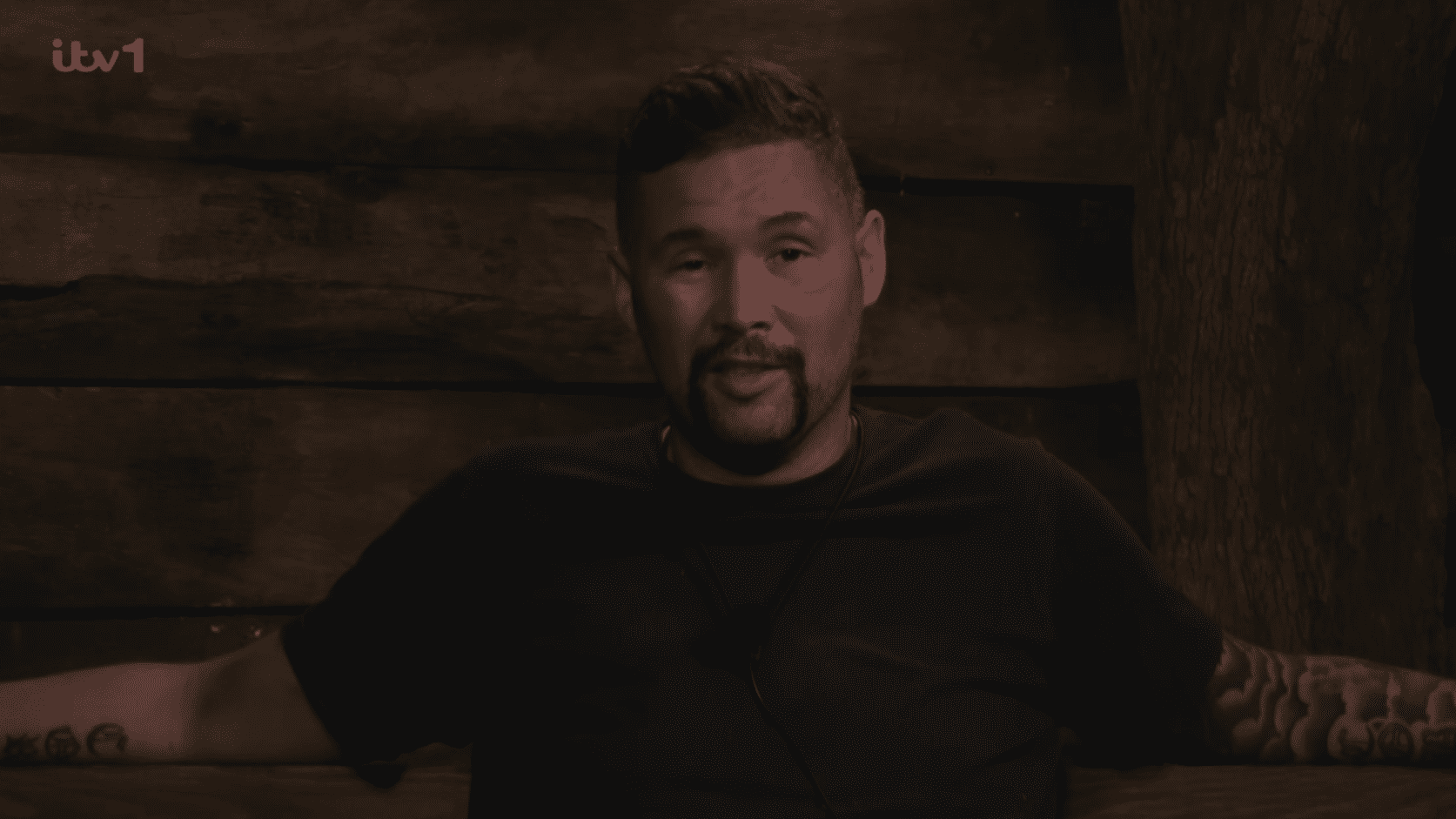 Tony Bellow on I'm A Celebrity with his moustache