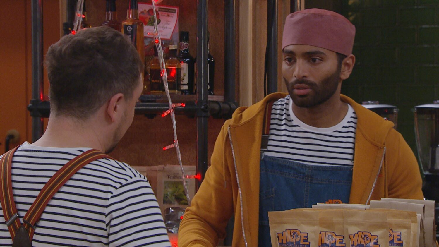 Emmerdale's Suni is talking to Matty at The Hide