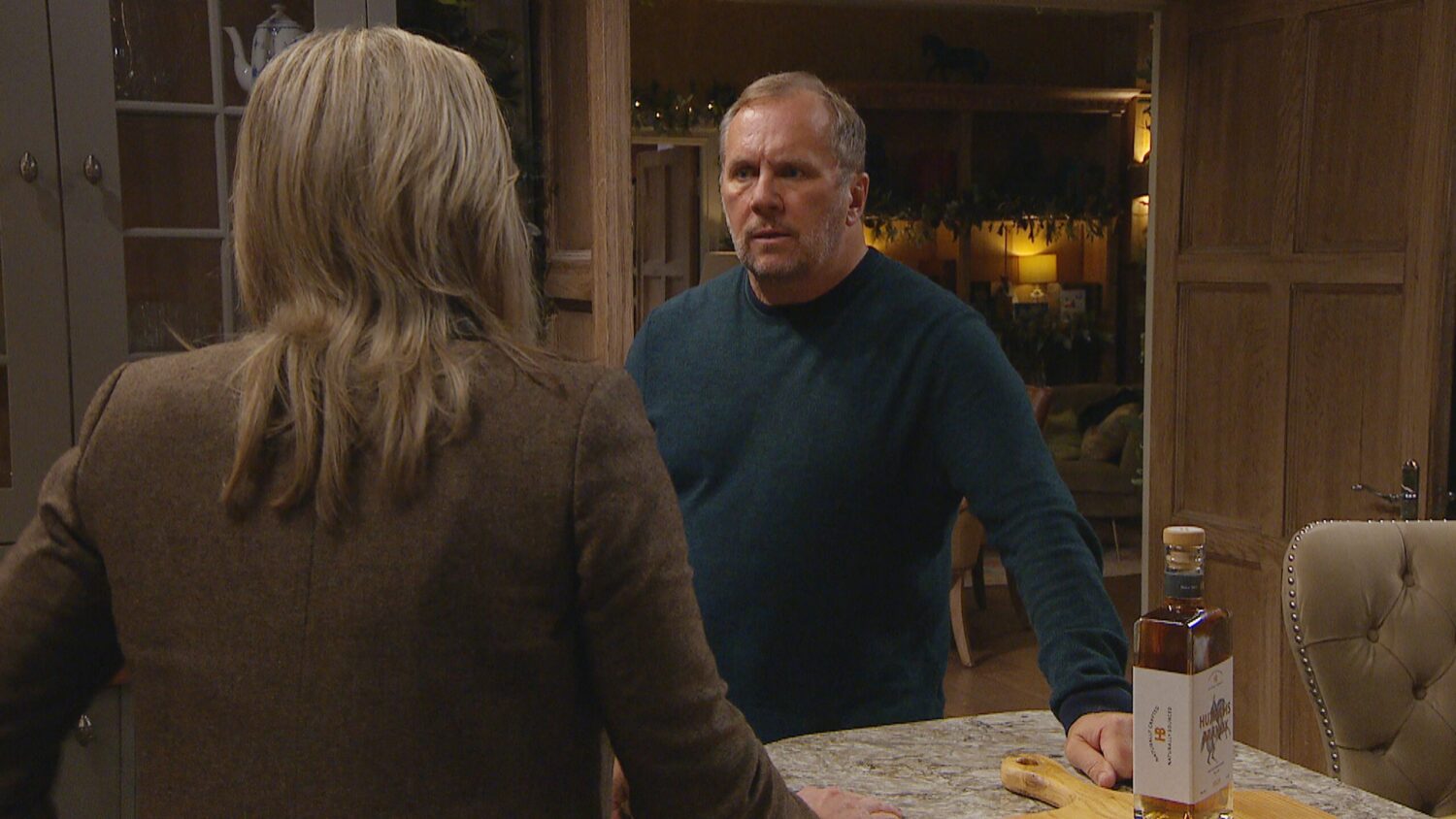 Will looks shocked as he talks to Kim on Emmerdale