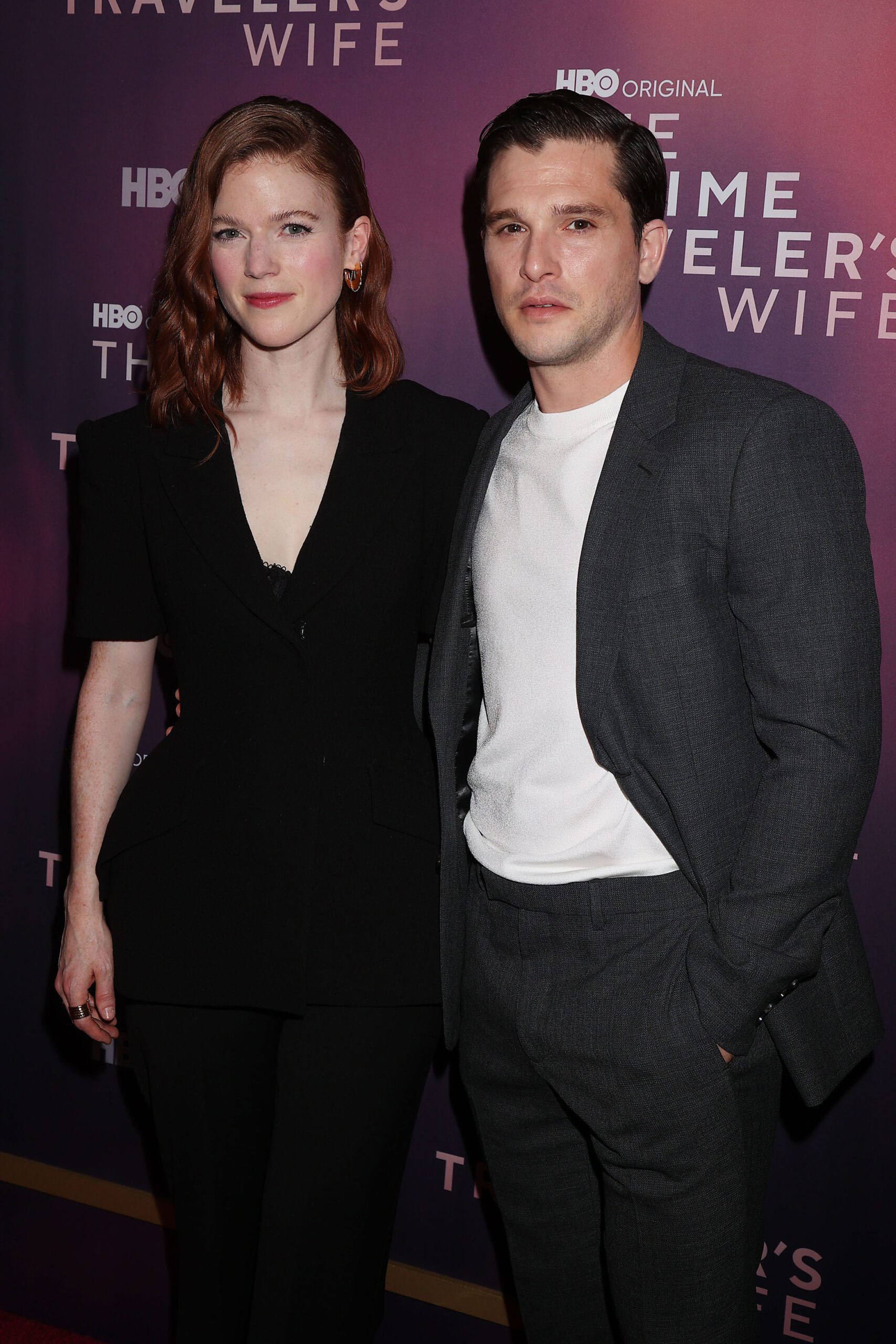 Rose Leslie and Kit Harington pose for cameras at The Time Travelers Wife Red Carpet Premiere   