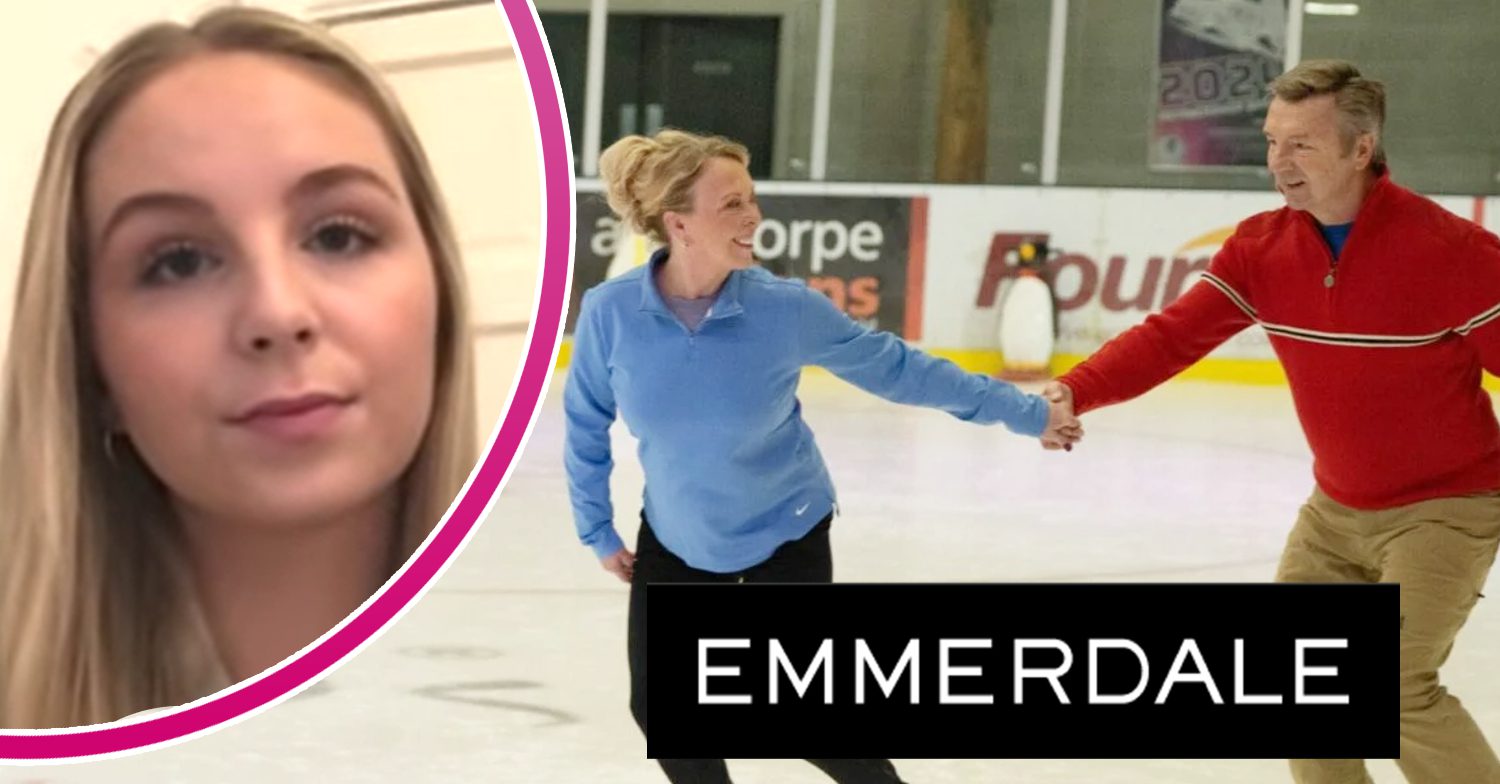 Emmerdale's Torvill and Dean are skating, and in a bubble is Eden Taylor-Draper