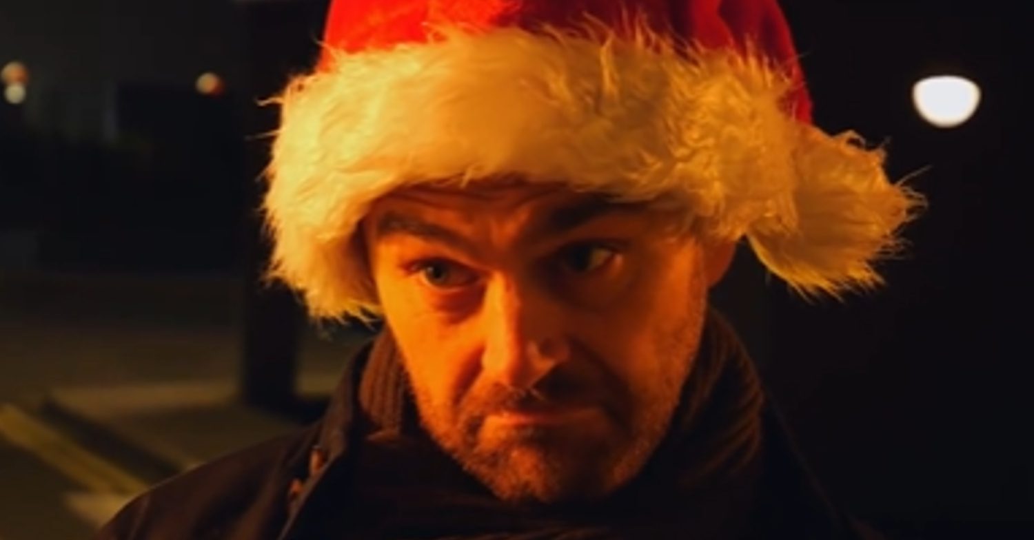 Casualty's Iain is wearing a Santa hat