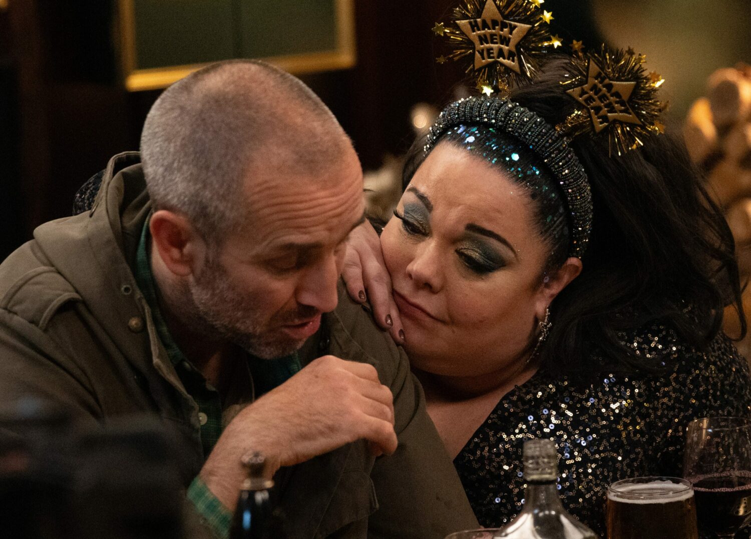 Emmerdale's Mandy and Sam are in the pub together