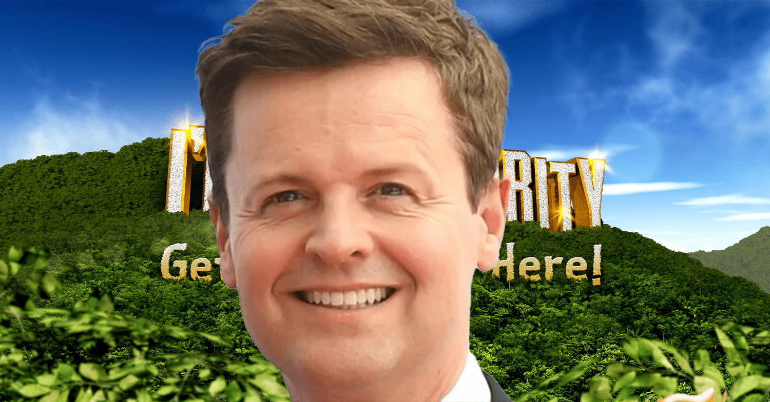 I'm A Celeb host Declan Donnelly smiling in front of the show logo