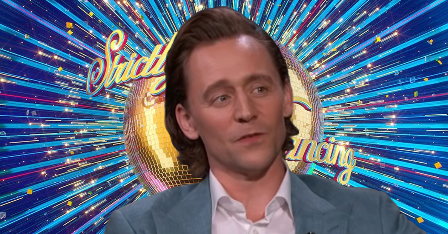 Tom Hiddleston against Strictly logo and background (Credit: BBC/Composite: ED!)