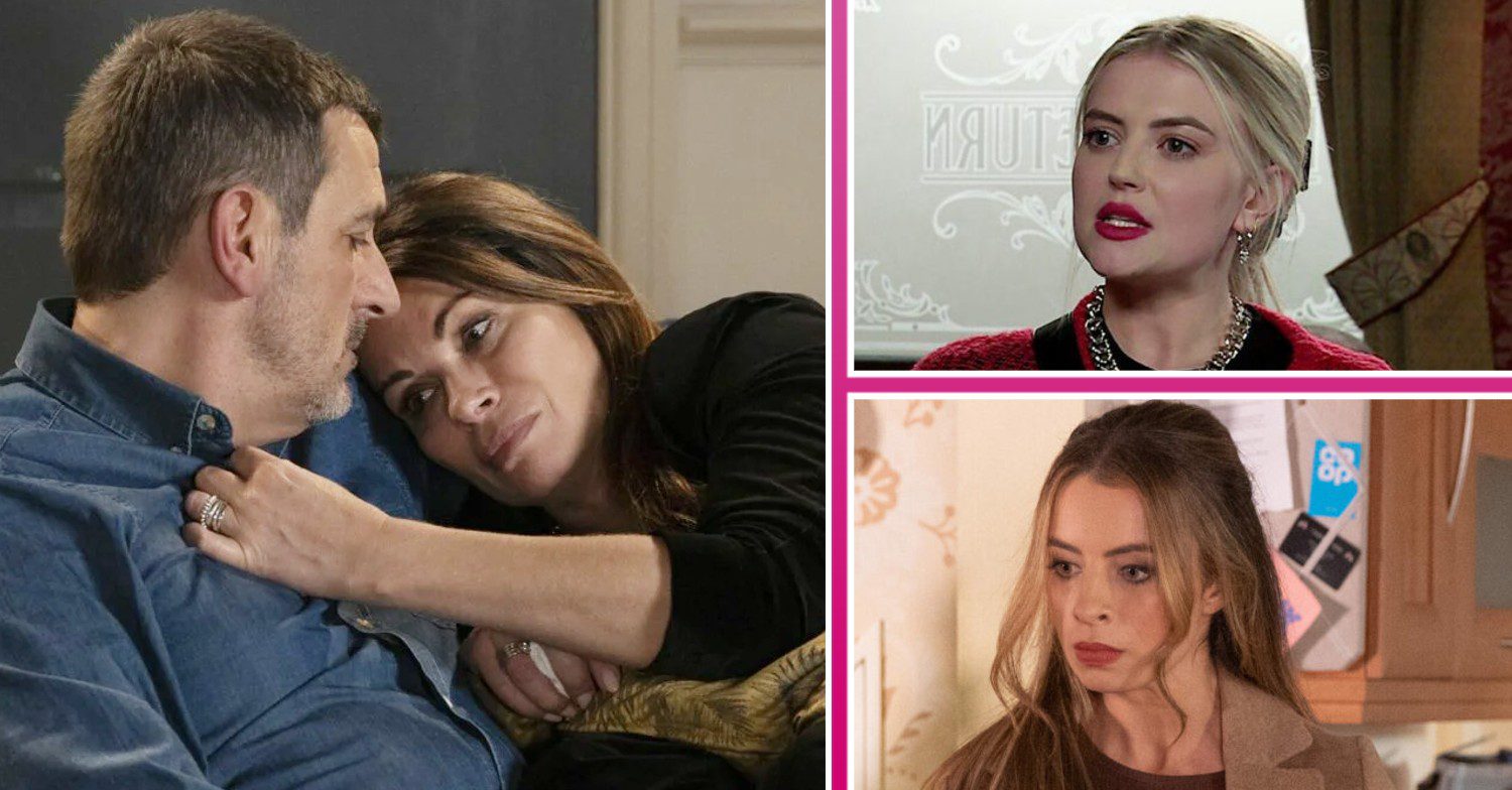 Composite image of Peter and Carla, Bethany Platt and Daisy Midgeley on Corrie (Credit: ITV/Composite: ED!)