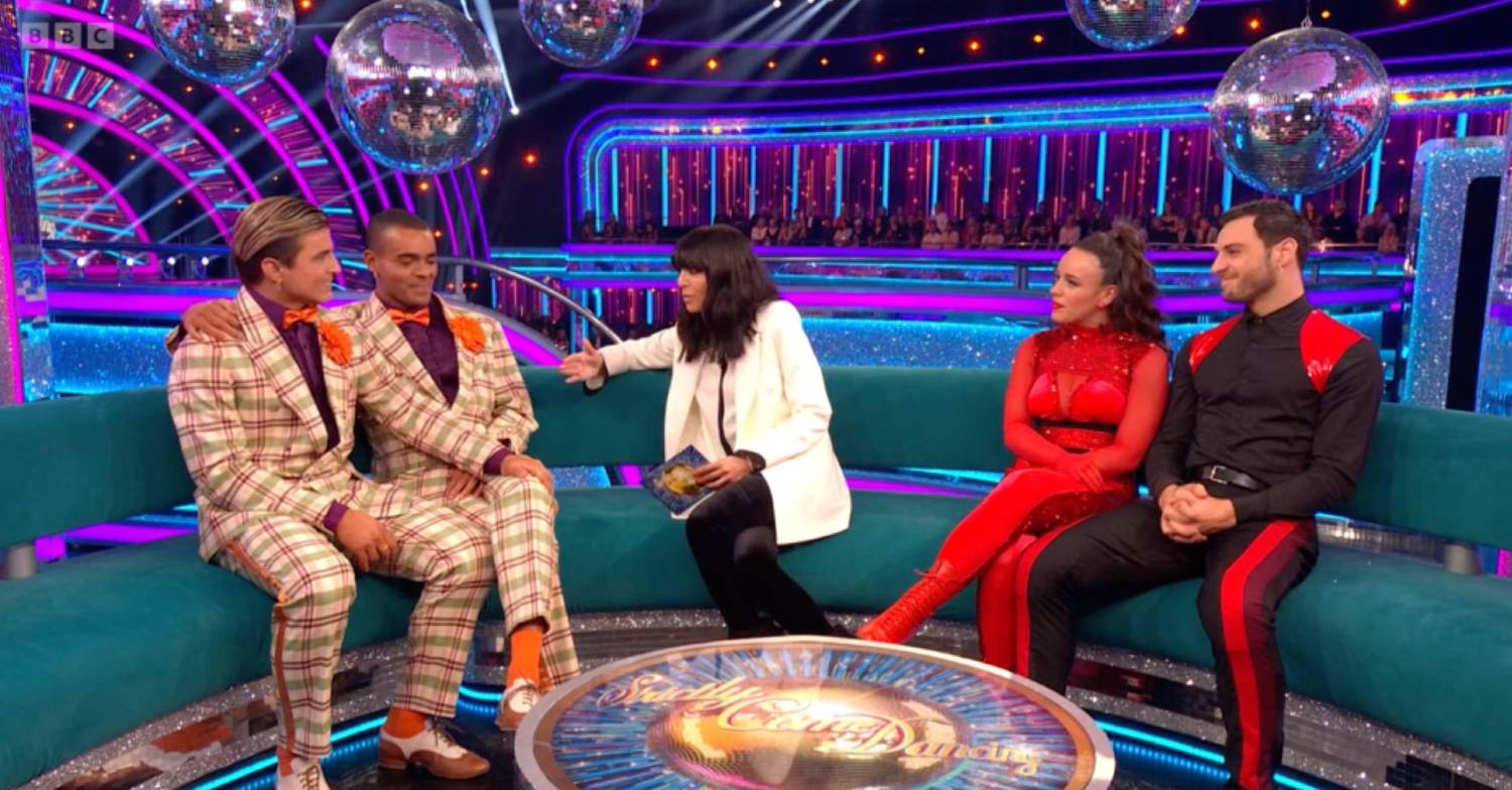 Claudia Winkleman speaks with Nikita Kuzmin and Layton Williams