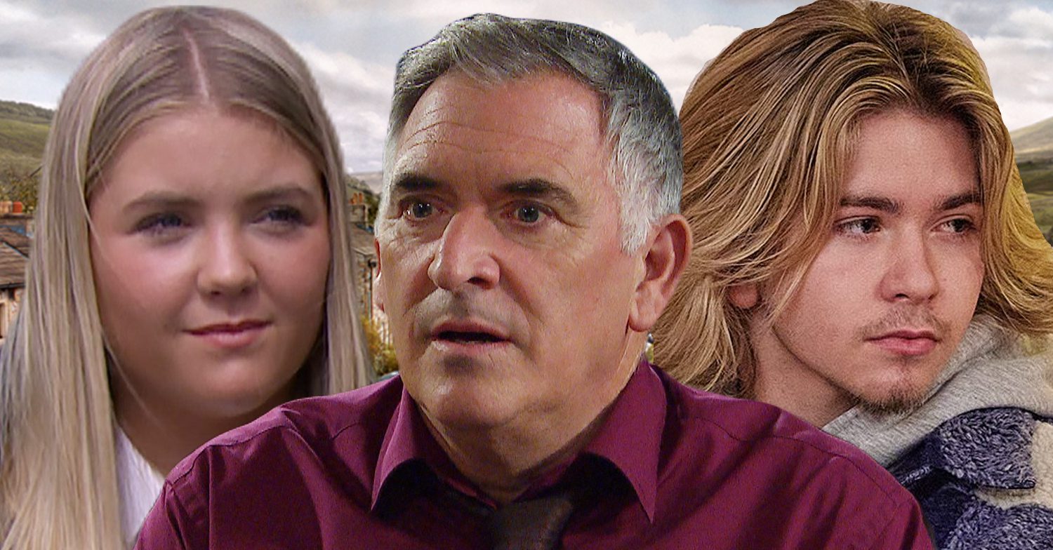 Emmerdale's Cathy, Bob, Heath, the background of the Dales