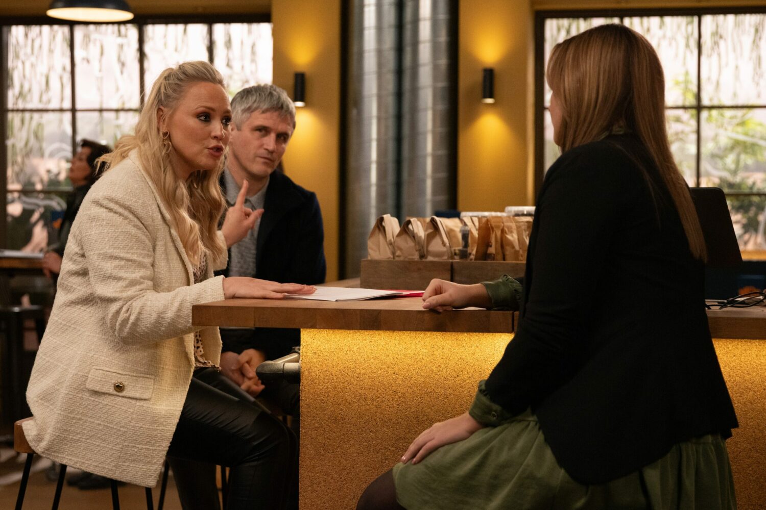 Tracy talks to Gabby and Caleb on Emmerdale