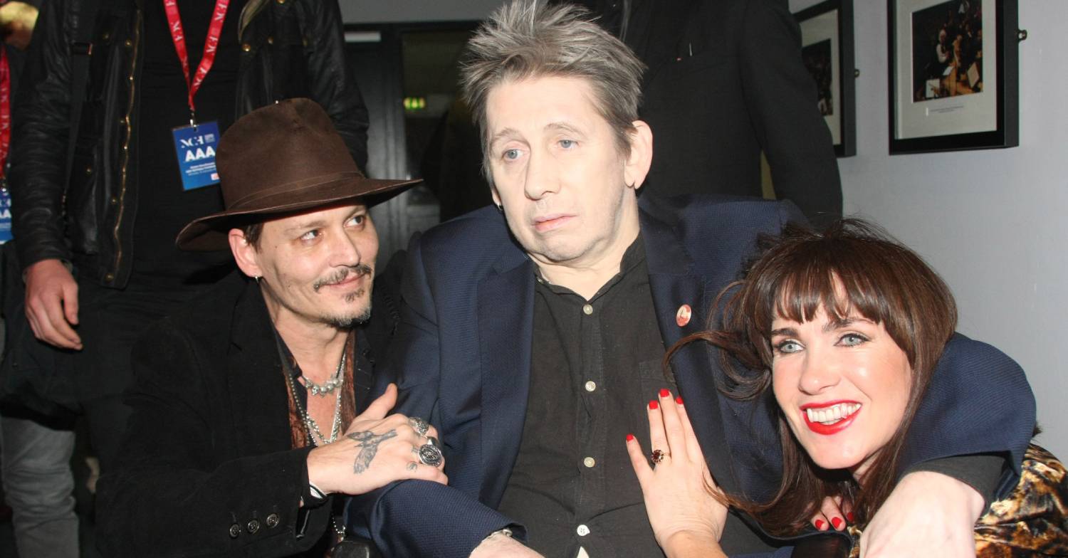 Shane MacGowan with Jonny Depp and Victoria Mary Clarke