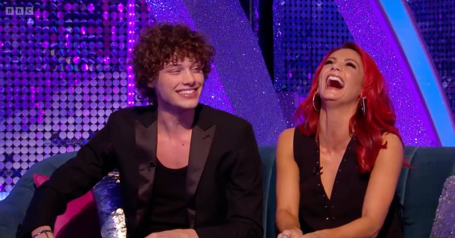 Bobby Brazier smiles on Strictly It Takes Two, Dianne Buswell laughs
