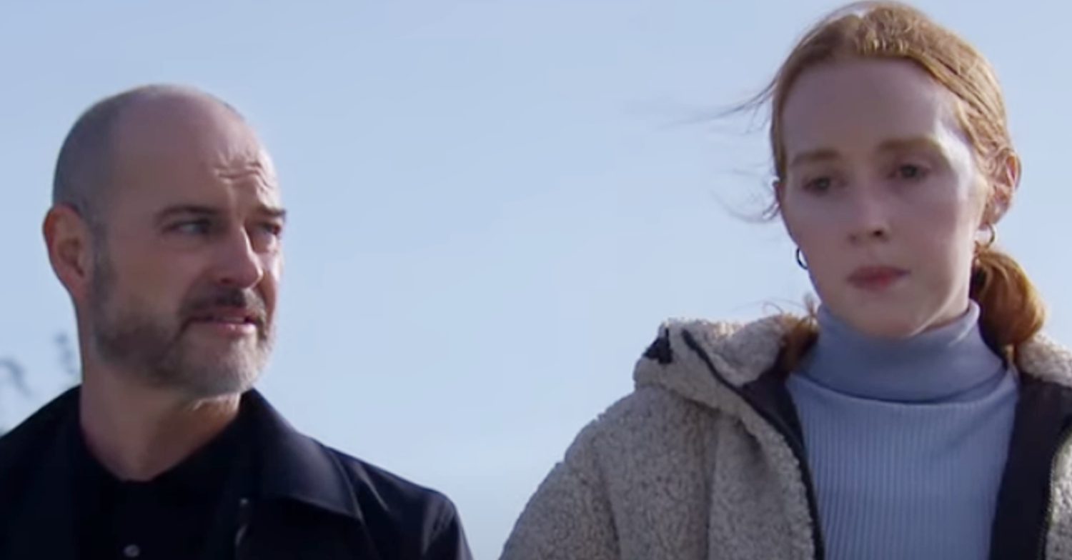 Emmerdale's Harry and Chloe are talking outside