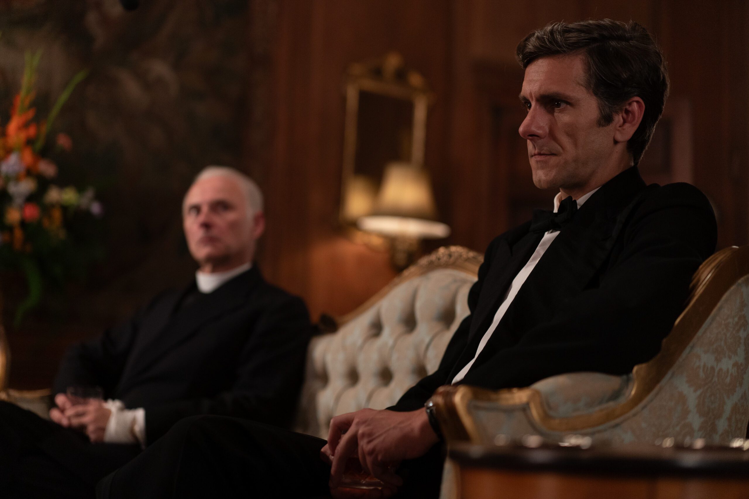 Mark Bonnar as Rev Humbleby (left) and Mathew Baynton as Dr Thomas (right) in BBC One's Murder is Easy